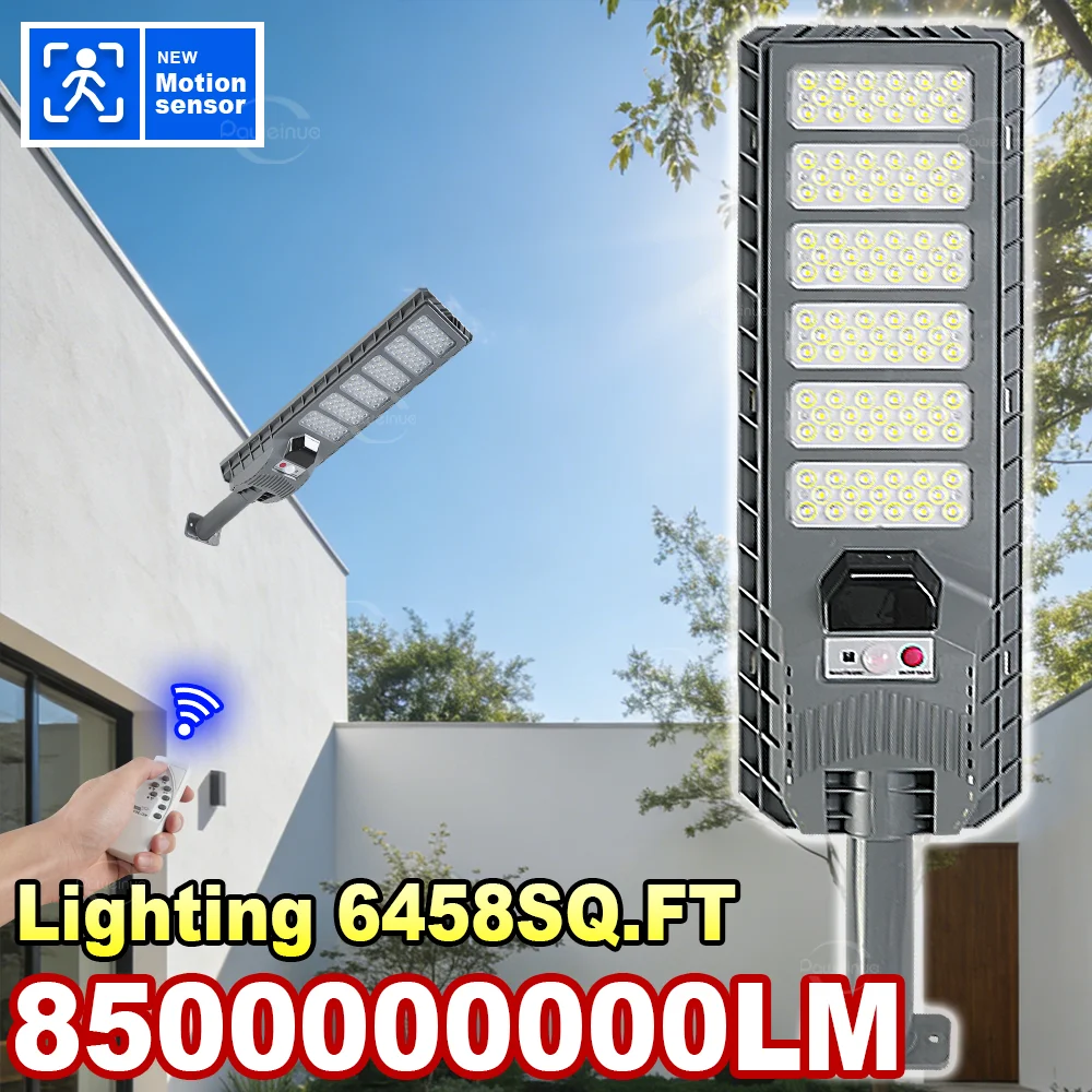 超強力ソーラー街路灯-6458平方フィート-超広範囲照明-モーションセンサー-省エネ-セキュリティ照明-屋外庭園用夜明けから夕暮れまで照明、ipx-65防水超高輝度モーションセンサー-ガーデンパーク用-太陽光ガーデンパス用-太陽光発電街路灯-屋外大型ソーラーライト