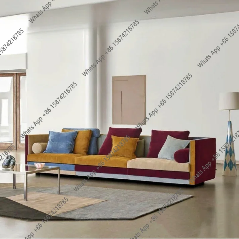 

J Nordic Inspired Design Color Matching Combination Fabric Multi-color Module Sofa Niche Art Sofa