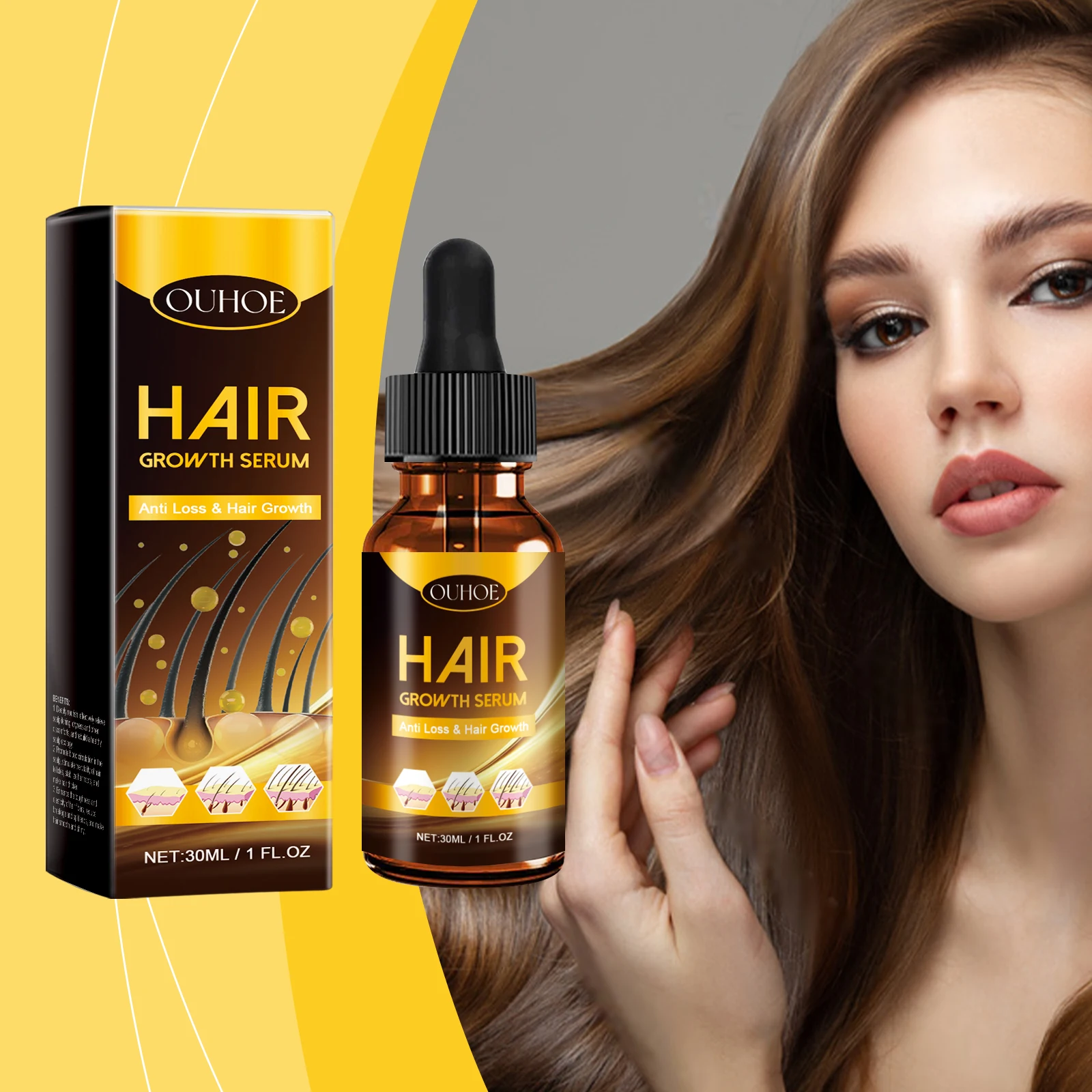 OUHOE Ginger Hair Follicle Care Dense Hair Essential Oil Cares Hair Follicles Moisturizing,Smooth,Glossy Hair Care Essential Oil