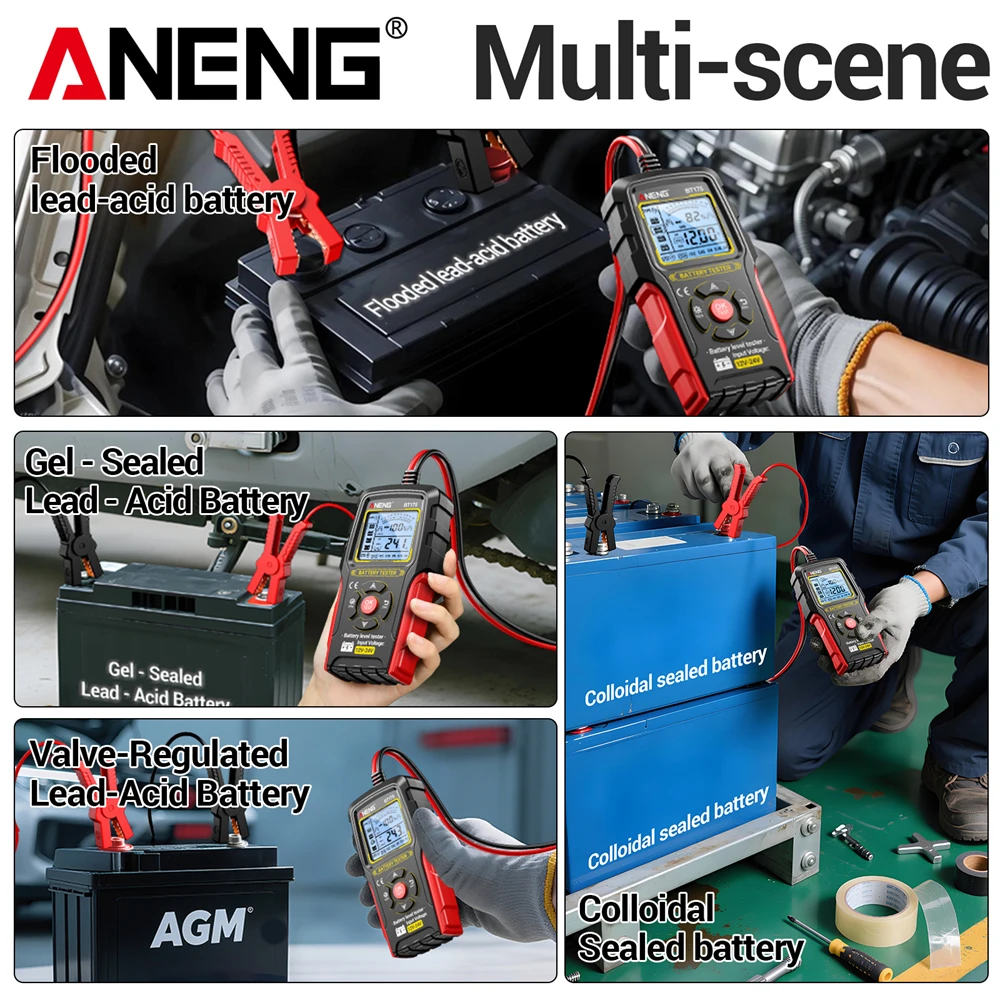 12 فولت 24 فولت سيارة جهاز اختبار بطارية الرصاص الحمضية محلل اختبار تحميل السيارات ANENG BT175 50 ~ 1999CCA شحن دائرة تحميل أدوات التشخيص