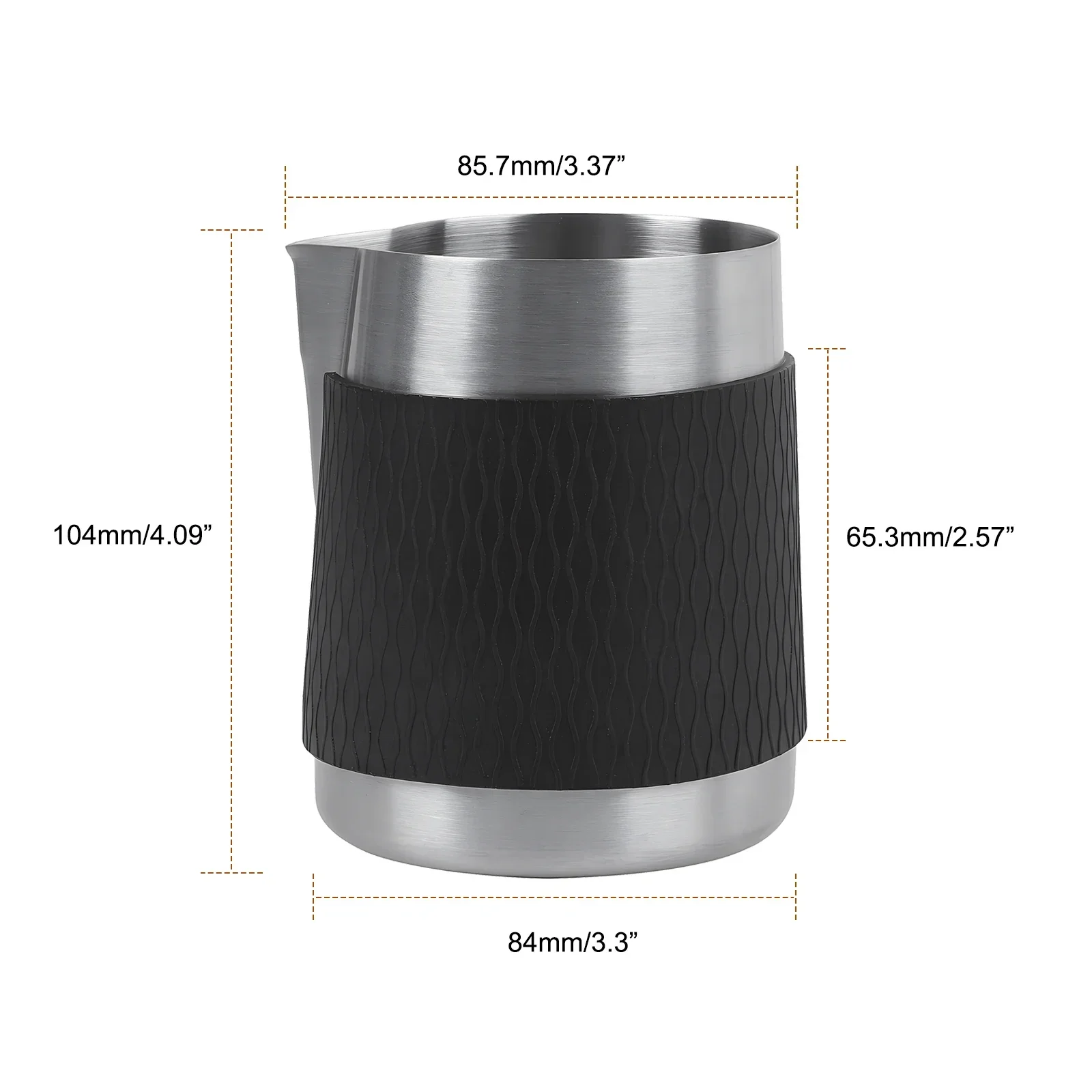IKAPE Espresso-Milchkrug V3, 500 ml Milchaufschäumkrug ohne Griff, Espresso-Dampfkrug mit scharfem Auslauf für Espresso 5