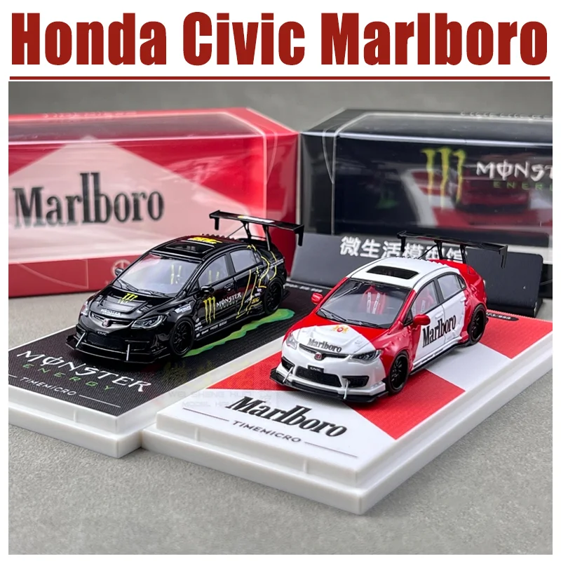 TM 1/64 Honda Civic Marlboro ช้อนโลหะผสมของเล่นมอเตอร์โลหะ Diecast รุ่นของขวัญ