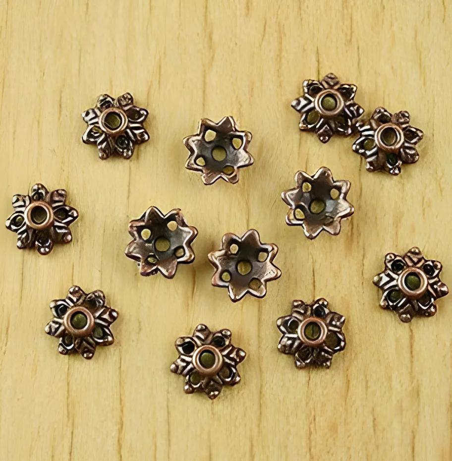

80pcs 8.5mm ,hole1.5mm Alloy matel antiqued copper flower bead caps HWH1944