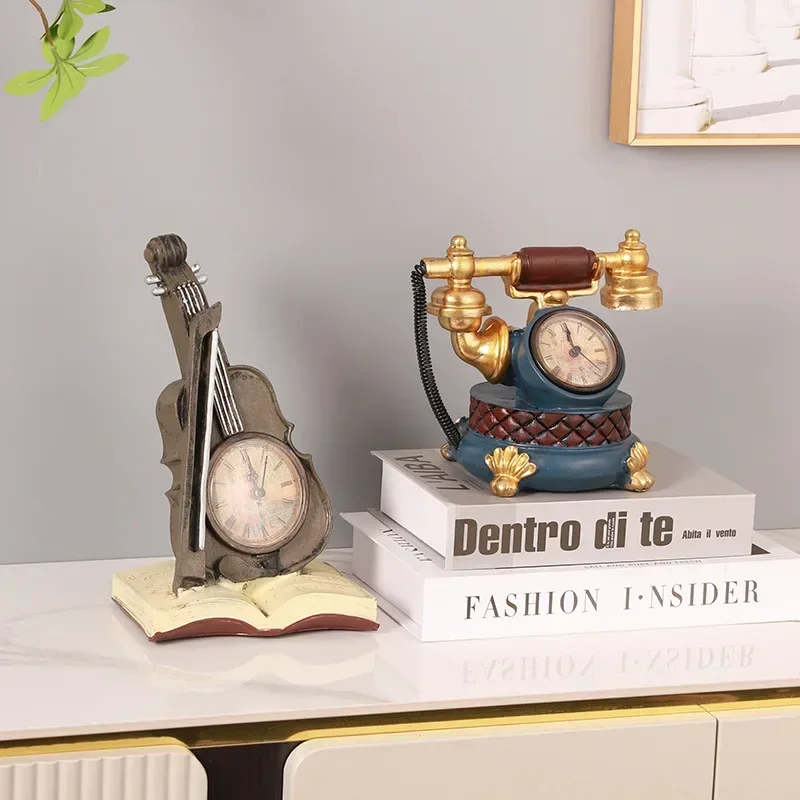 European Retro Telephone Musical Instrument Sculpture Porch Living Room Bedroom Desktop Home Handicraft Ornament Decoration
