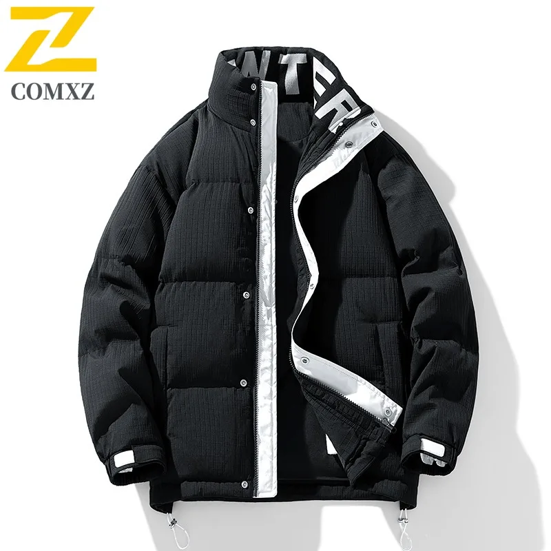 COMXZ Men Bread Jacket 2025 Lightweight Top Street Ski Casual Cold-Resistant Hiking Puffer Jacket Simple Snow Winter Jackets