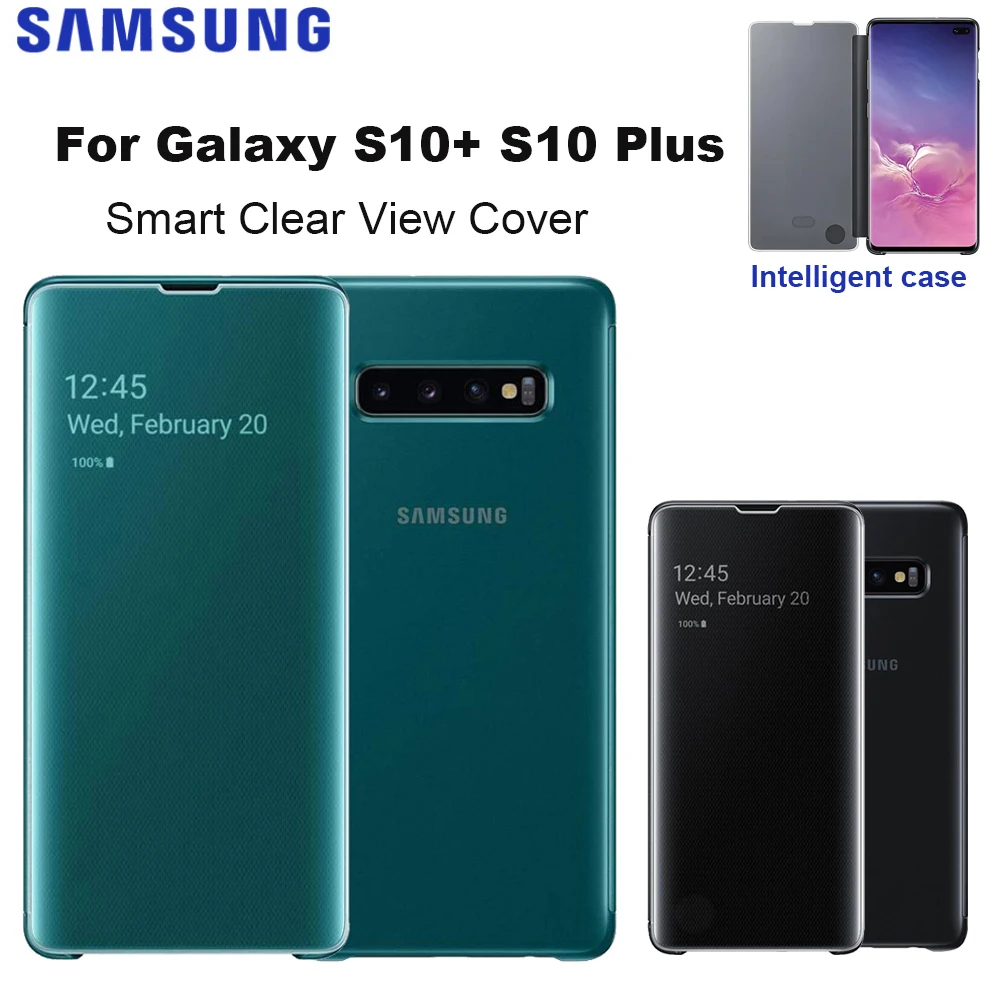 Original For Samsung Smart View Clear Mirror Intelligent Protective Cover For Galaxy S10 Plus S10+ Smart Flip Cases SM-G9750