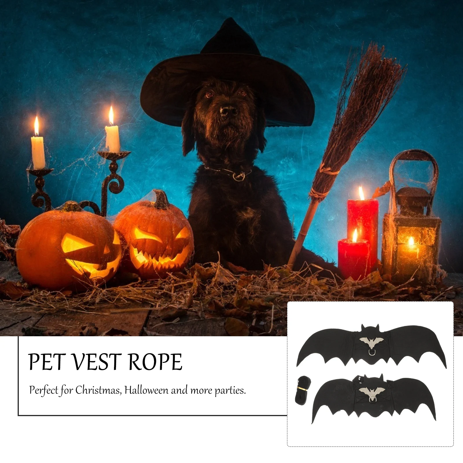 

2 pcs Bat Design Leash For Cats Dogs Adjustable Harness Vest Rope Pet Chest Strap Pet Safety Belt Decor For Halloween Christmas
