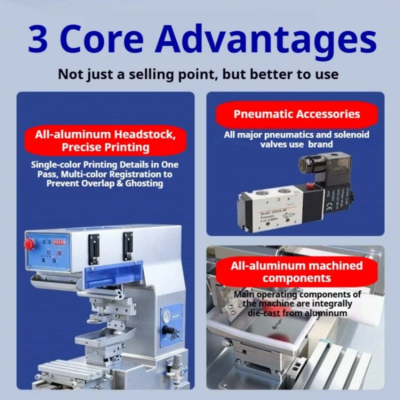 Single Color Pneumatic Pad Printing Machine Vertical Industrial Pad Printer Adjustable Worktable Foot Switch Control(Customized)