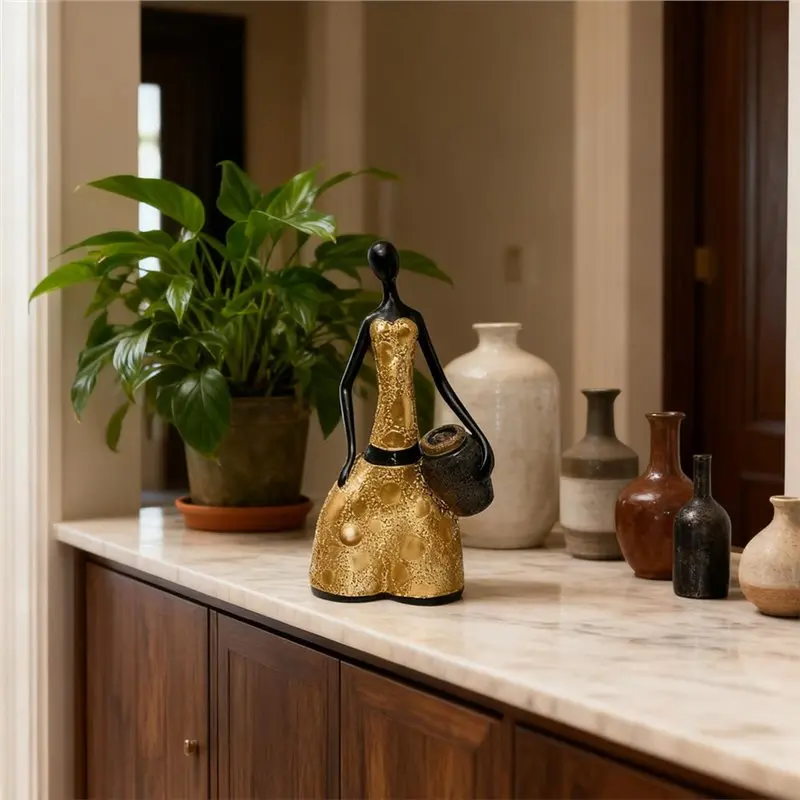 فلاش الاتجاه الحديثة لسطح المكتب ديكور المنزل مجردة الراتنج الشكل عقد جرة المنحوتات جسم الإناث لغرفة المعيشة #5