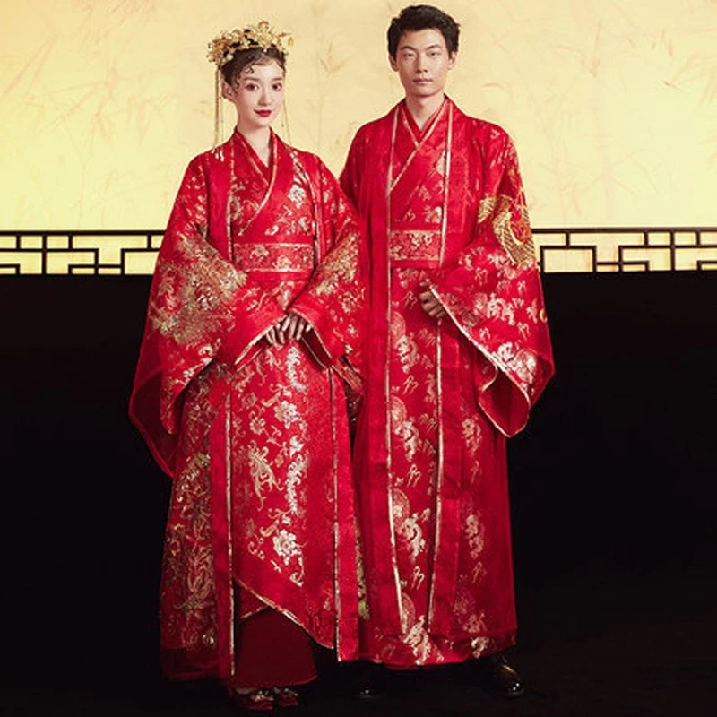 Hanfu wedding dress bride new ethnic style wedding dress phoenix crown Xia Phi
