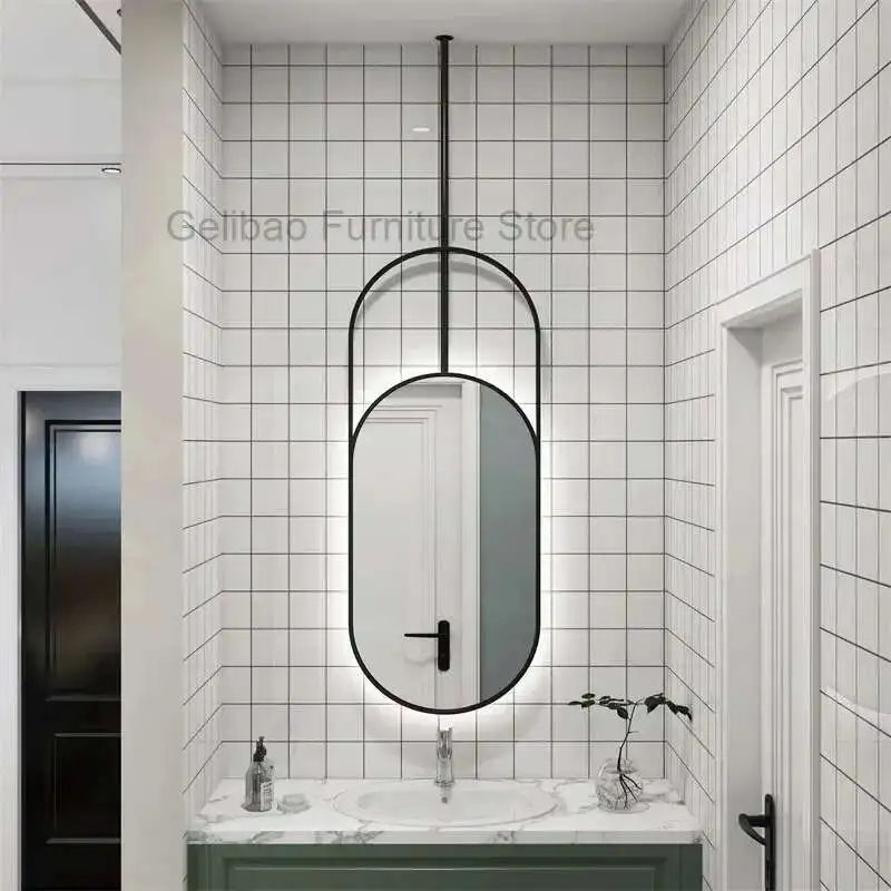 Oval Light Led Mirror Bathroom Wall Metal Frame Hairdressing Mirror Design Aesthetic Dekoracyjne Lustra Living Room Decoration