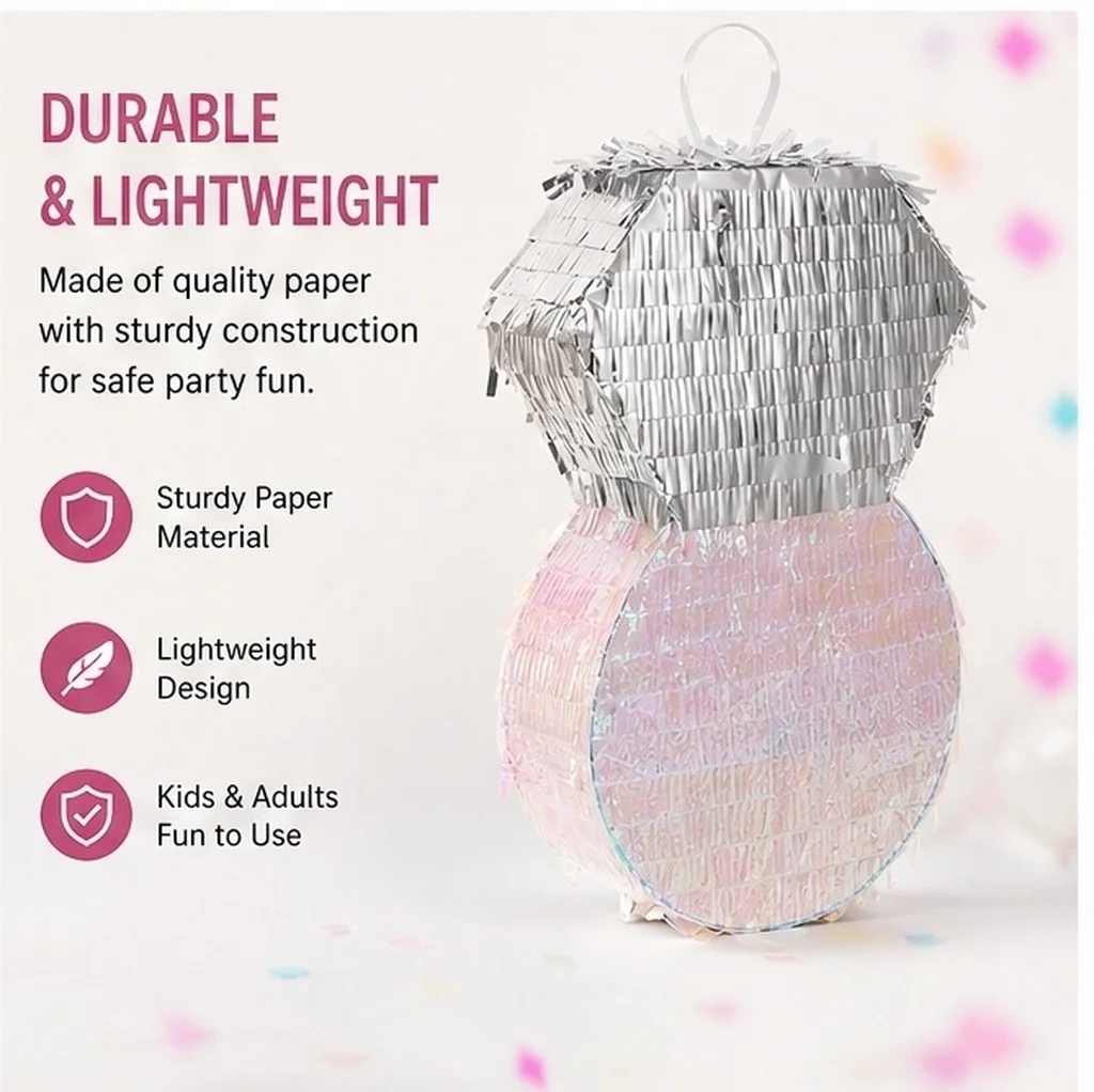Rhinestone Piñata for Birthday, Wedding & Bachelorette Parties – Large Hanging Confetti Filler with Candy Game Decor