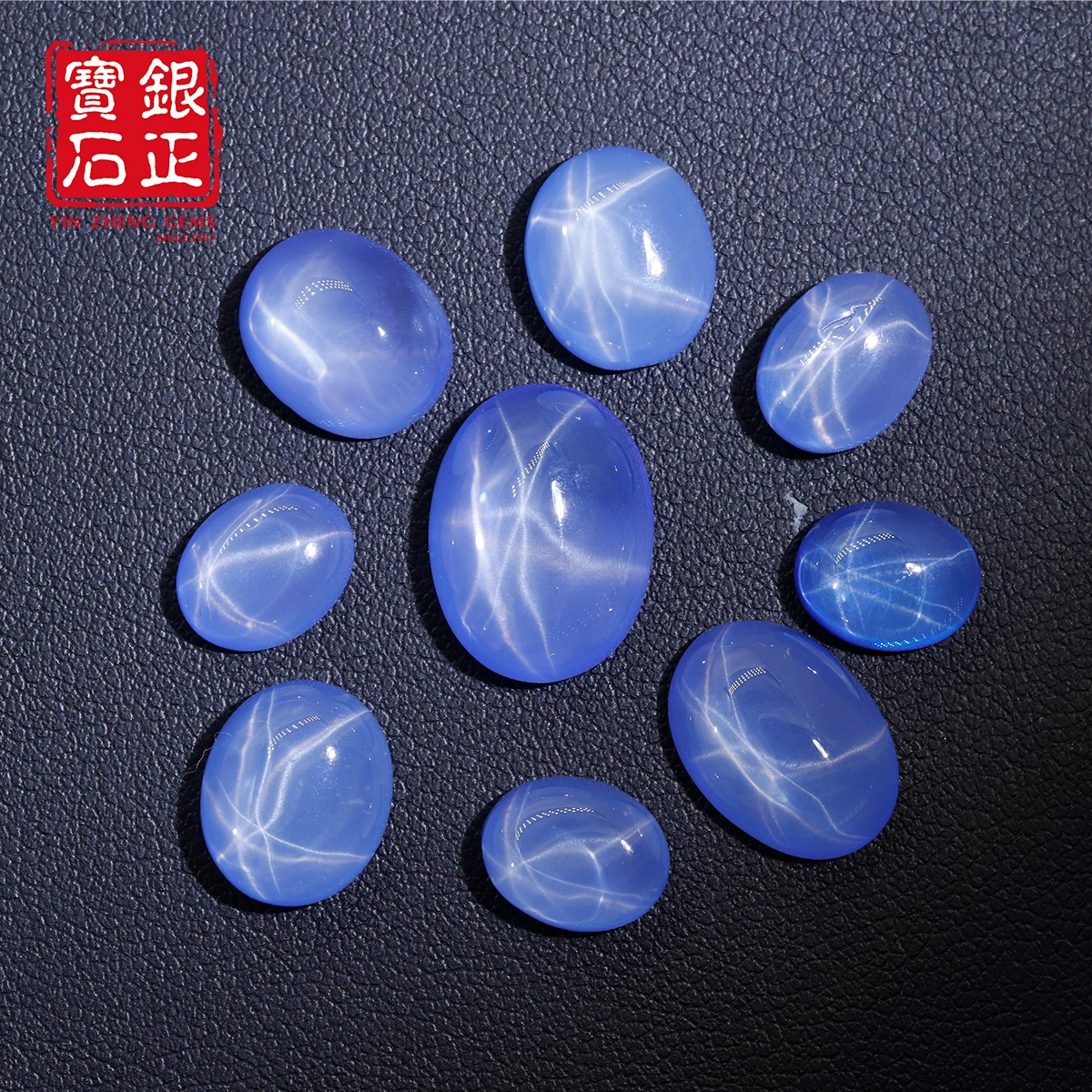 YinZheng لصنع المجوهرات مختبر نمت الياقوت شقة القاع كابوشون شكل بيضاوي ستة راي ستار زراعة الياقوت أحجار كريمة مفكوكة #2