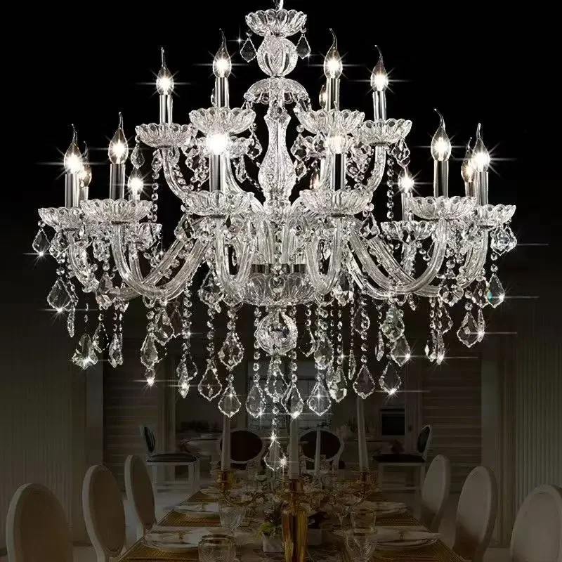 Candelabros de techo de cristal con vela LED moderna, lámpara colgante blanca para el salón, lámpara colgante Vintage, accesorios de brillo para decoración del hogar