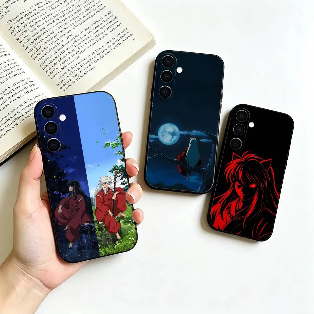 P-Popular Protagonist-Inuyasha Black Soft Silicone Phone Case for Samsung Galaxy A73, A42, A72, A70, A53, A52, A51