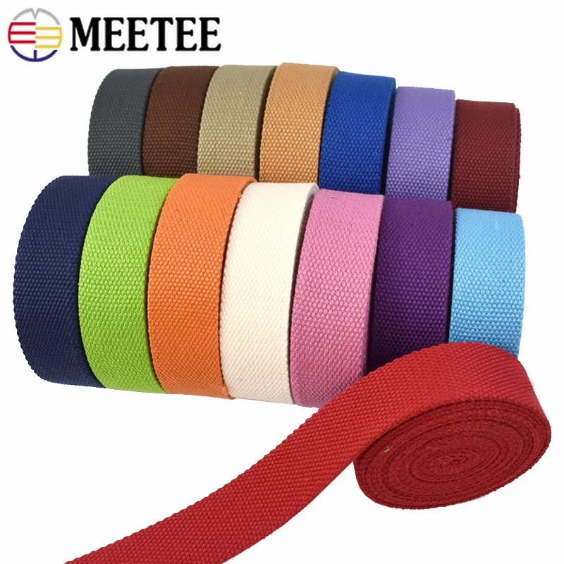 

50Yards 20-38mm Canvas Webbing Ribbon Bag Belt Cotton Webbings Tapes DIY BackPack Strap Dog Band Sewing Accessories