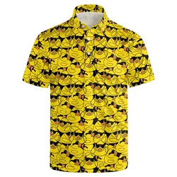 Harajuku Fashion Rubber Duck 3D Print Short Sleeve Polo Shirts For Men Clothes Funny Animal Little Yellow Duck Button POLO Shirt