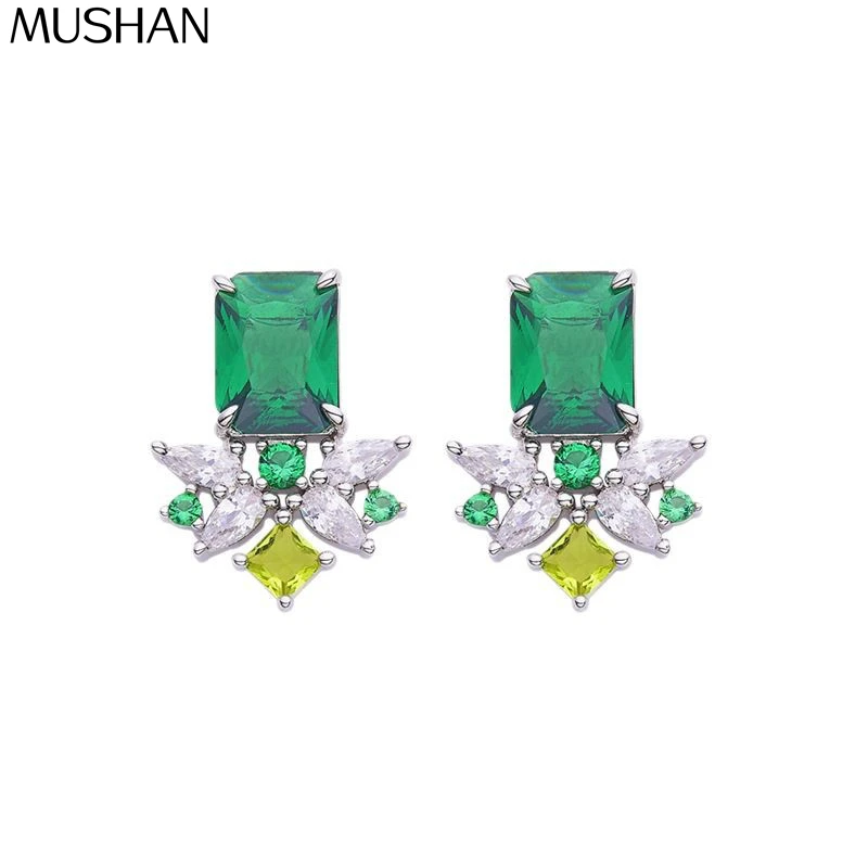 

MS MuShan Brand Jewelry 925 Sterling Silver Earrings Cubic Zirconia 5A Stud Evening for Ladies 18K Gold Plated Fine Earring