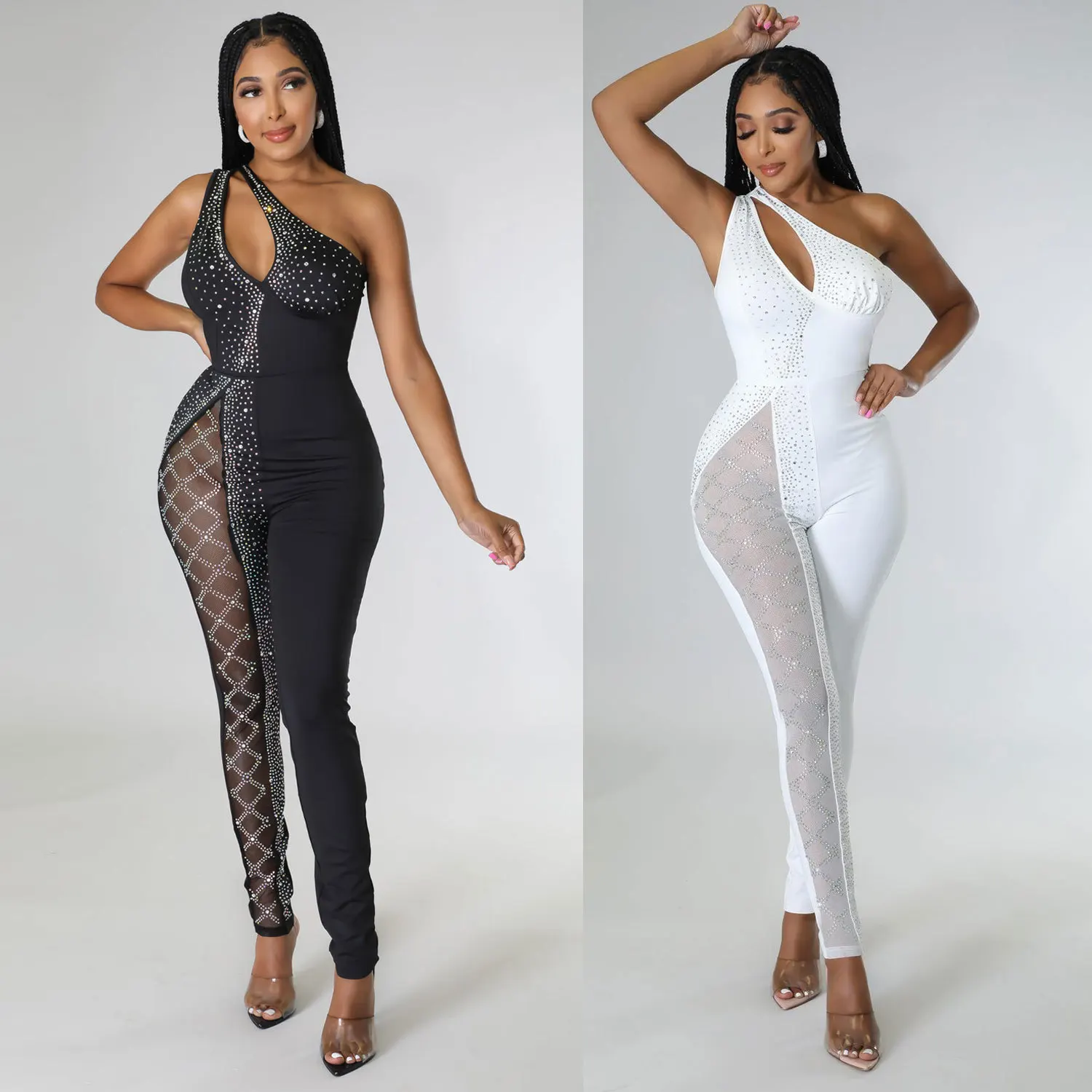 

Aoskm 2022 New AuTumn Sk2518 EuroPean And AmeRiCan Sexy Slim FitTing Pants CaSual Hot DiaMond One-Piece NigHtWear