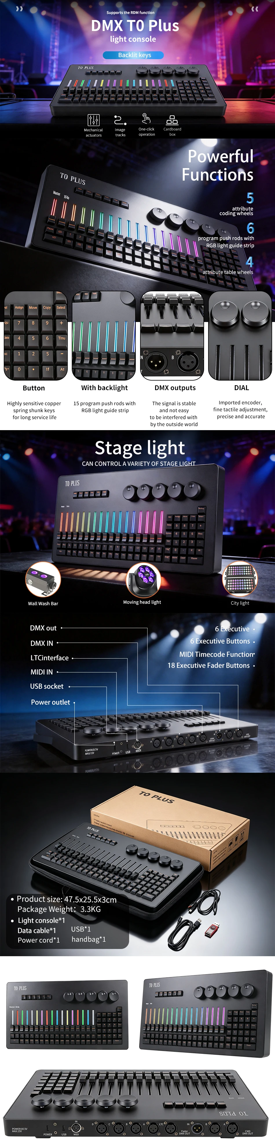 DMX MA Command Fader Wing mit Hintergrundbeleuchtung MA2 OnPC Konsole Bühneneffekt-Beleuchtungscontroller für DJ-Disco-Events, Konzerte, Nachtclubs – Detail 1