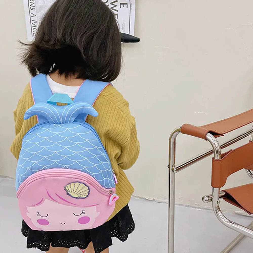 Mochila de sirena de dibujos animados para niños, nombre personalizado, mochila de guardería, mochila ligera para aperitivos al aire libre, nuevo