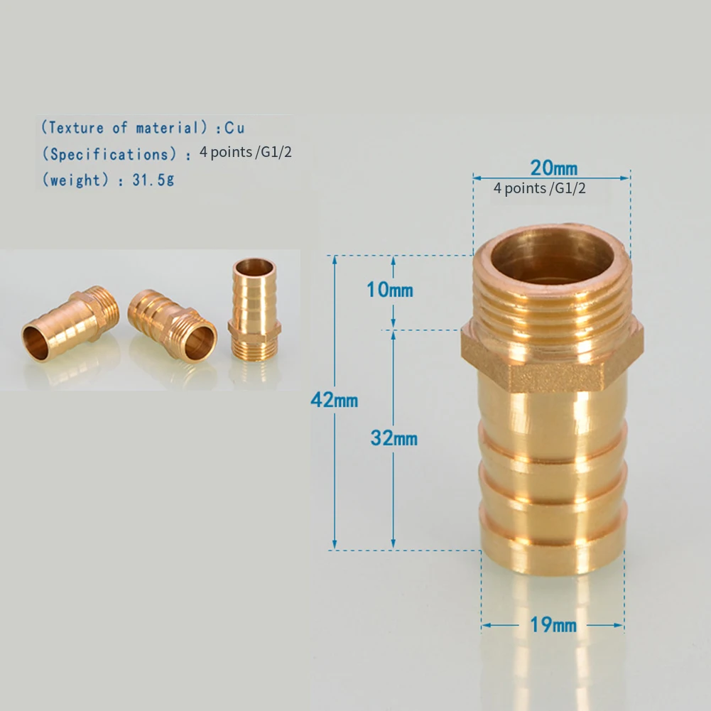 

Barbed Hose Fitting Brass Adapter For Home Use Leak Prevention Multiple Connection Options Prolonged Service Life