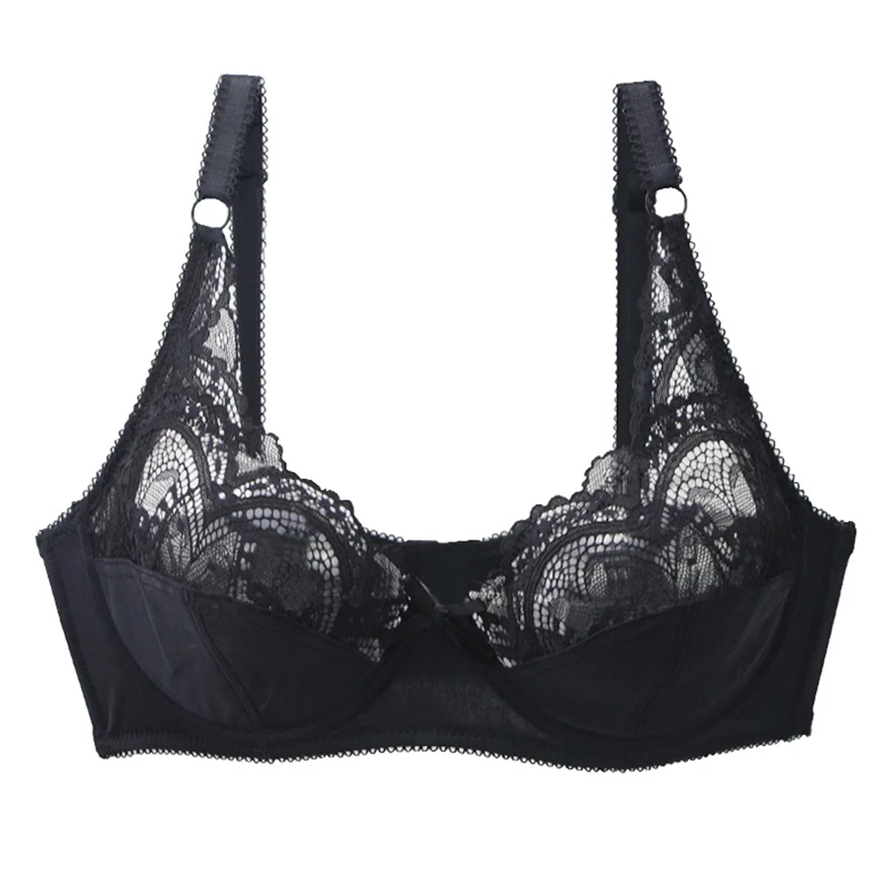 BCHRAYIUP Ladies Lace Underwire Non-Padded Sexy Bra Thin Unlined Soft Full Cup Bralette 34 36 38 40 42 44 A B C D E