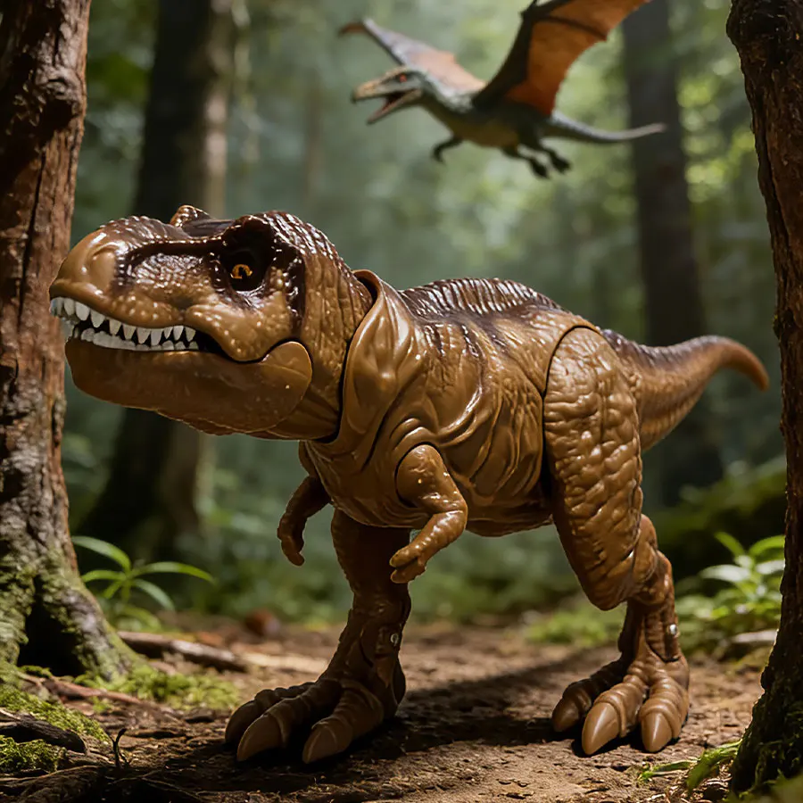 Voice-Activated And Movable Tyrannosaurus Rex and Allosaurus Simulated Dinosaur  Model For Children's Toys