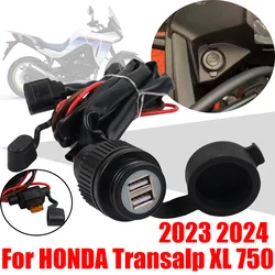 USB Power Transfer Interface Port Charge For HONDA Transalp XL 750 XL750 2023 2024 Accessories Dual USB Charger Adapter Socket