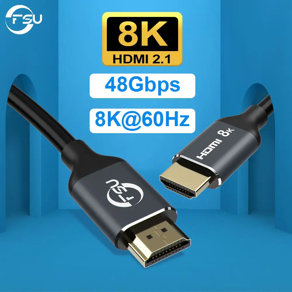 FSU 8K HDMI-Compatible Cable 4K@120Hz 8K@60Hz HDMI-Compatible 2.1 Cable 48Gbps Adapter For RTX 3080 HDR Video Cable PC Laptop TV