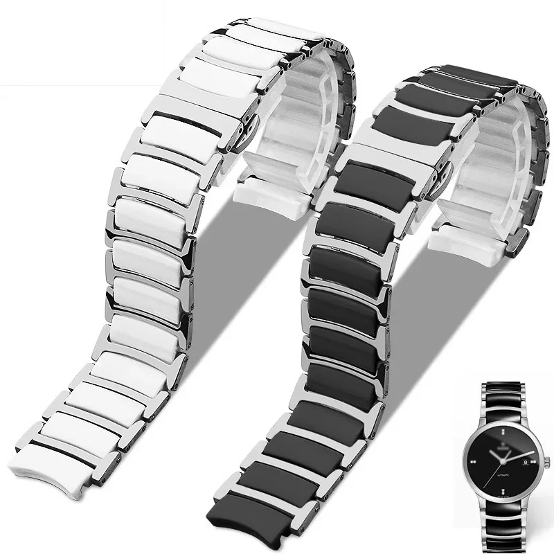 Watch Strap For Rado CENTRIX R30927722 Series Fine Steel Inter Ceramic Butterfly Buckle Women Men Watchband 12mm*16mm 16mm*20mm