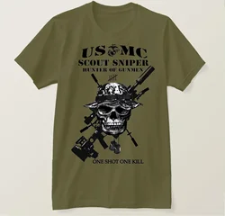 US Marines Corps Scout Sniper Military Veteran T-Shirt 100% Cotton O-Neck Summer Short Sleeve Casual Mens T-shirt Size S-3XL