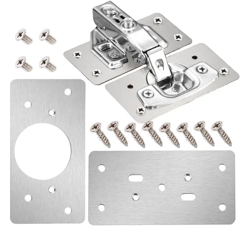 Hinge Repair Replacement Thickened Repair Plate Stainless Steel Hinge Fixing Plates Replacement Kit With Screws Heavy Duty Rust