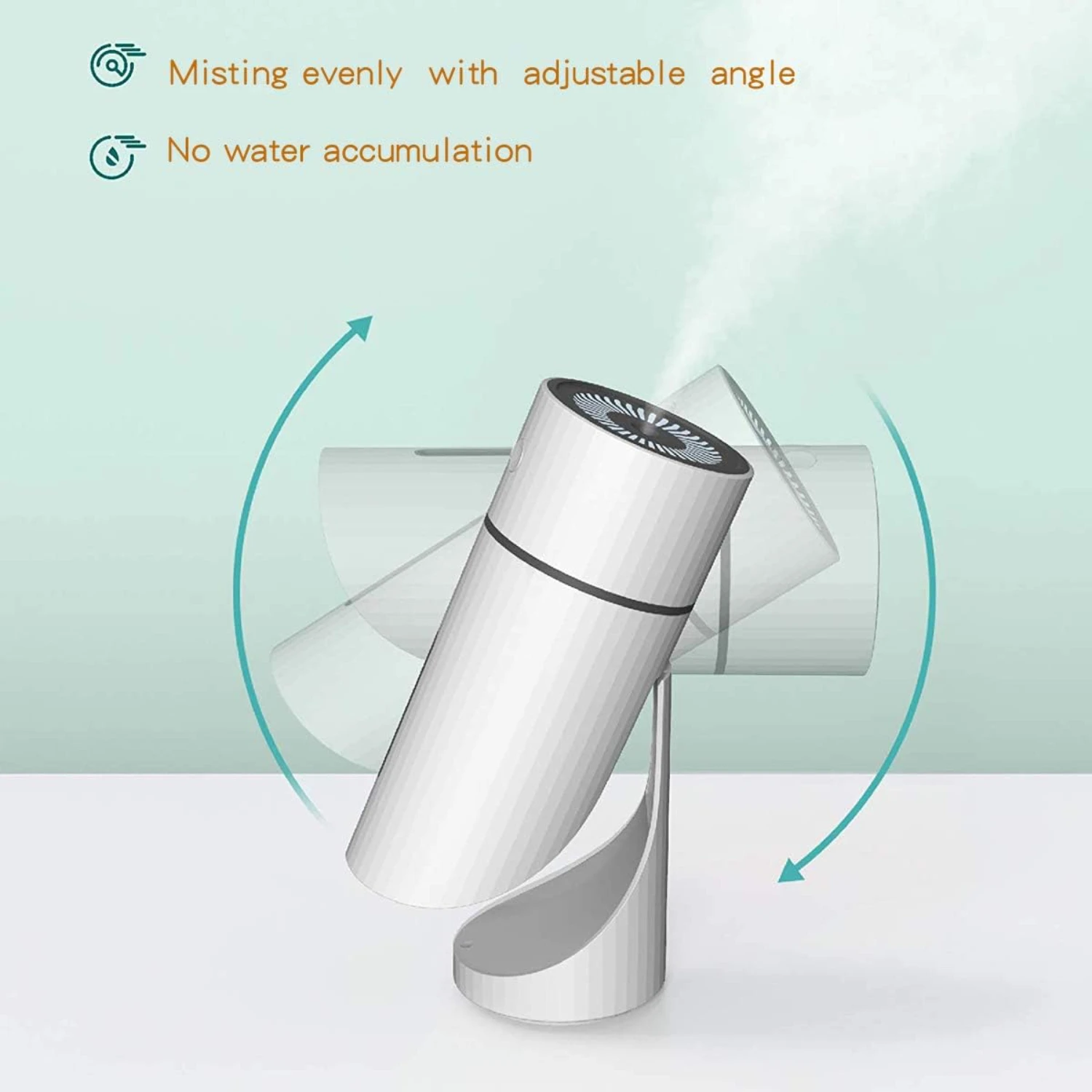 ชาร์จแบบพกพา Humidifiers,Cool Mist mini Humidifier ปรับมุม, 260ml ถังน้ําขนาดเล็ก Humidifier USB Powered,