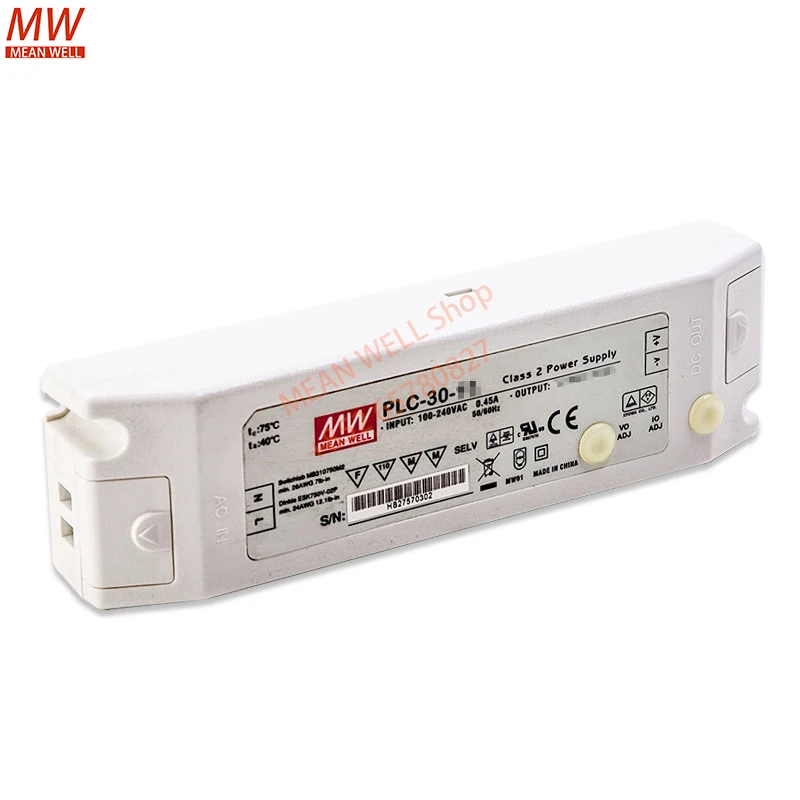 MEAN WELL 30W Single Output LED Power Supply PLC-30-12 15/20/24/36/48 PFC Terminals Are Connected to Waterproof Power Supplies