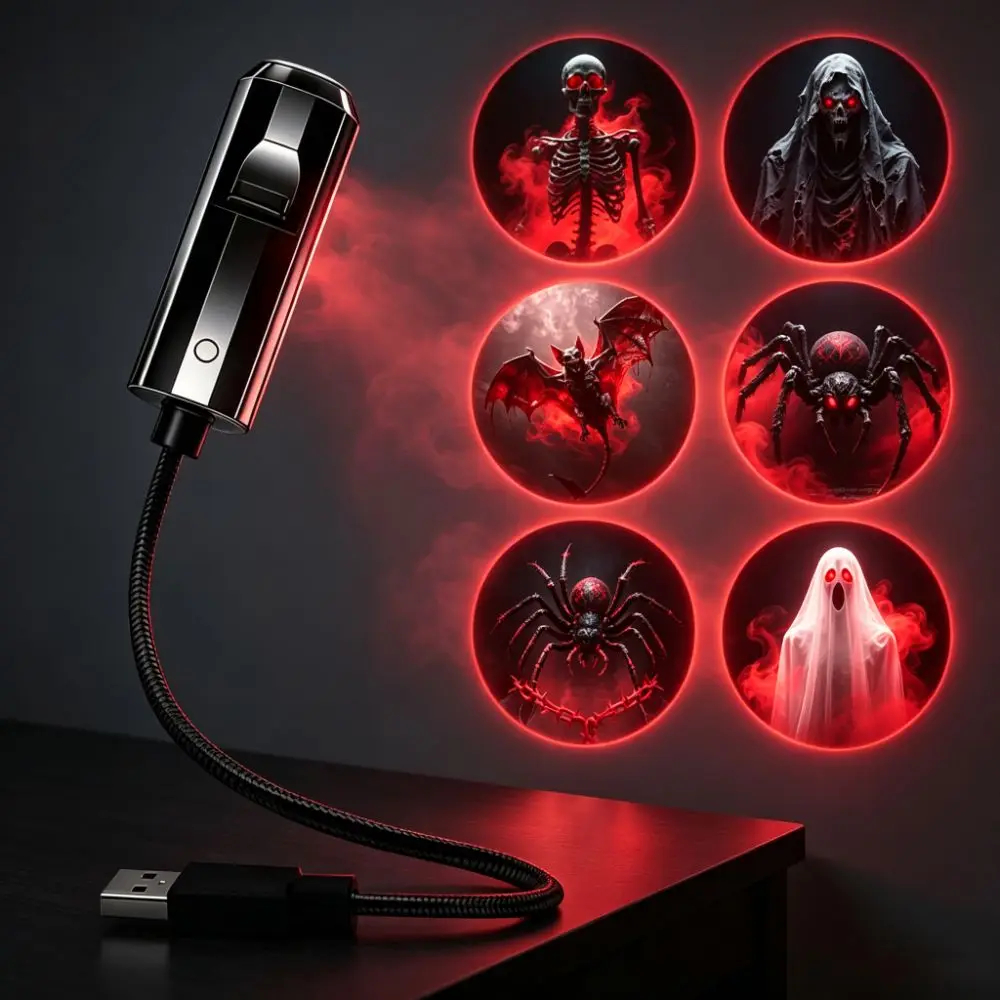 360 Degree Rotating Dreamy Starry Sky Projector USB Powered Interchangeable Slides Replacement Lamp Strip Flexible Neck