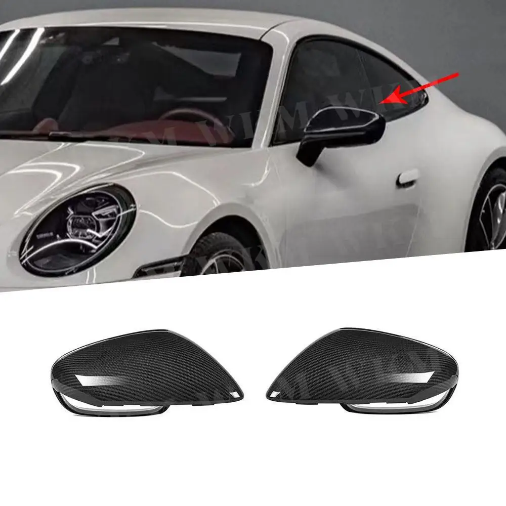 

For Porsche 992 Taycan 2019+ LHD Dry Carbon Fiber Car Side Mirror Cover Sideview Mirror Caps Replacement Rear View Mirror Cover