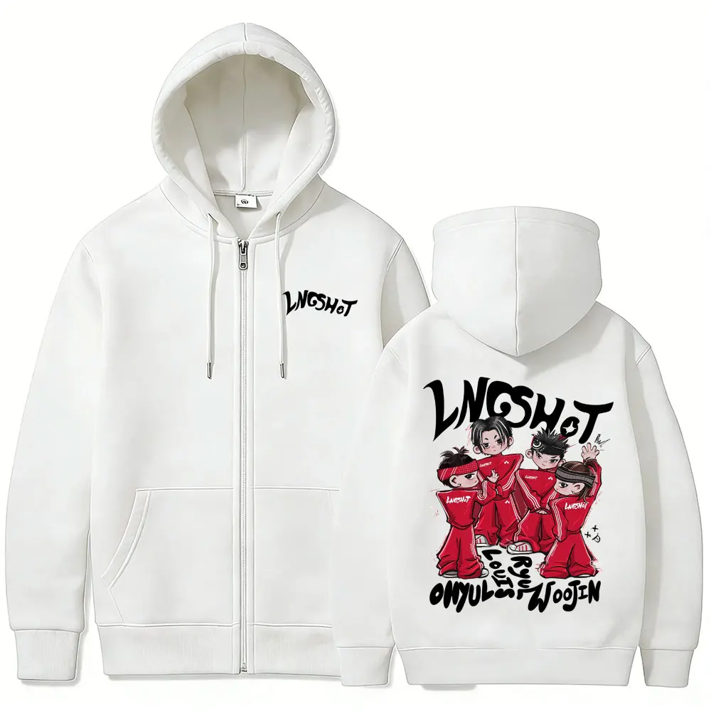 Korean Band Lngshot Merch Reißverschluss-Hoodie für Männer und Frauen, Kpop-Modetrend, Jacke mit Reißverschluss, lässiges Fleece-Sweatshirt aus Baumwolle mit Reißverschluss – Detail 7