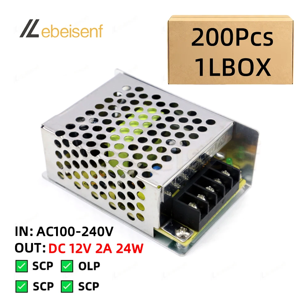 

Factory Wholesale AC-DC Power Supply 12V 2A 24W S-24-12 AC100-240V Wide Voltage SCP OLP, 200Pcs/Carton For LED Strip CCTV Camera