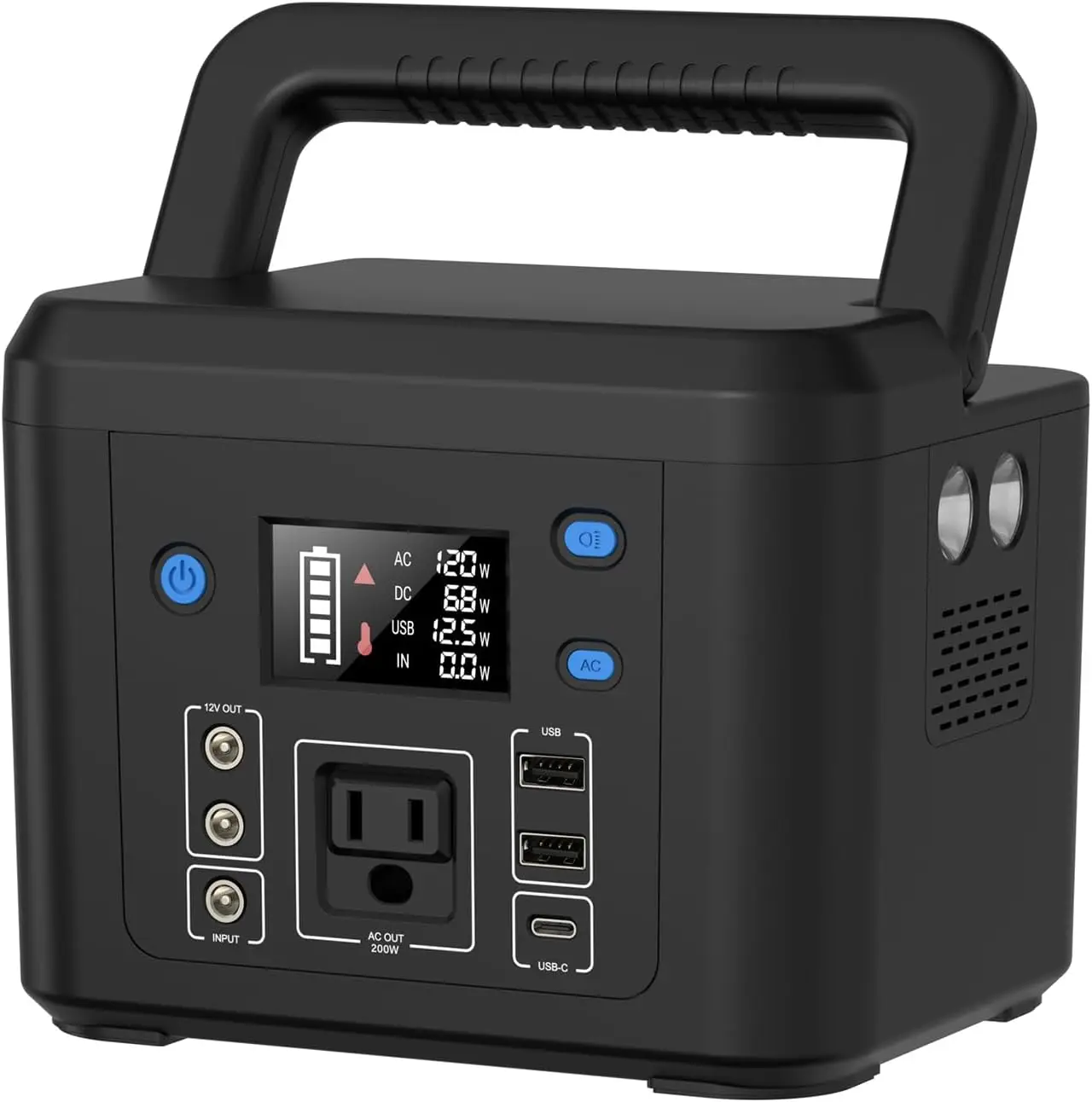 200W Portable Power Station 192Wh LiFePO4 Solar Generator Camping Battery Powered Power Bank 120V AC Outlet Emergency Backup Bat