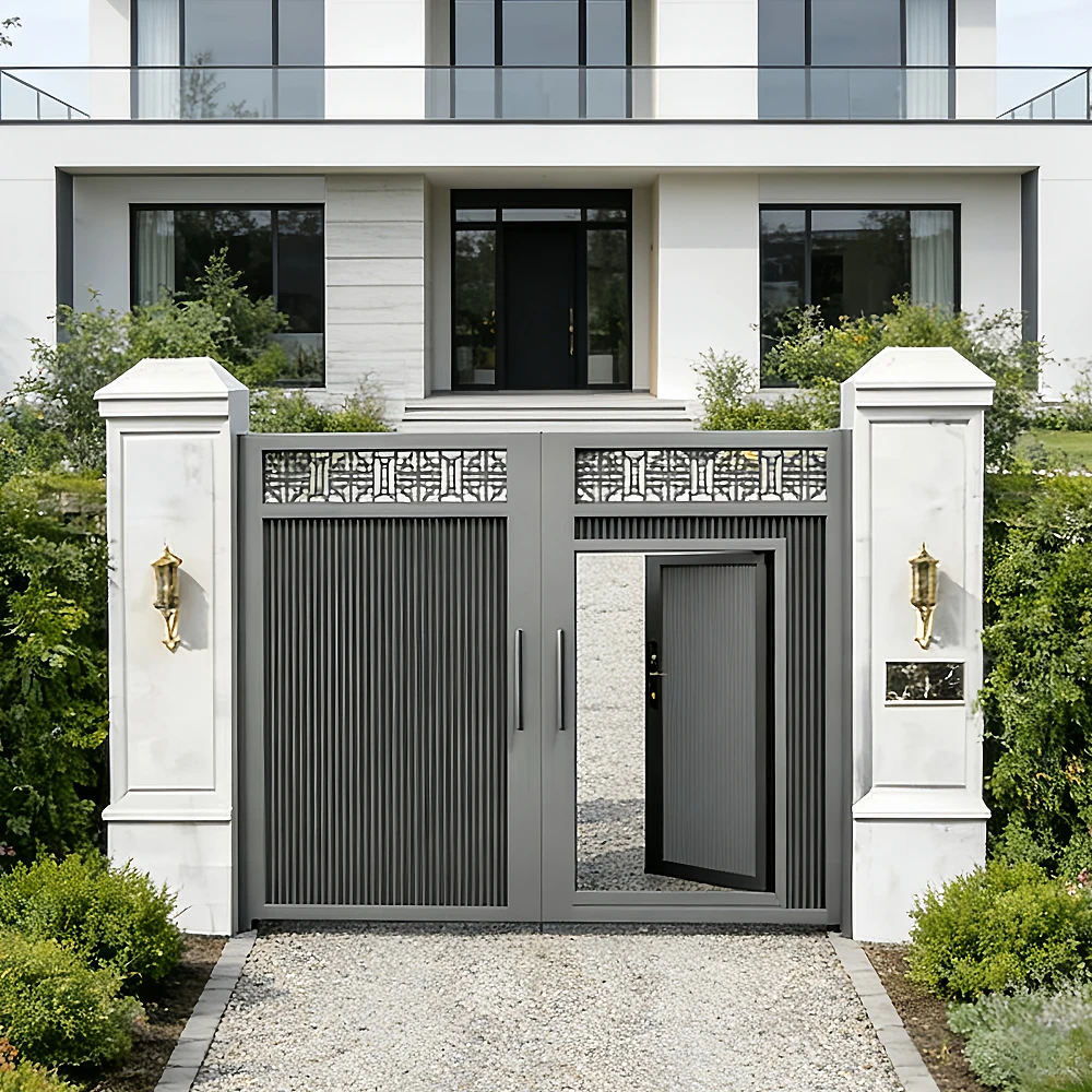 *& Pavilion Gate 6Ft Large Garden Aluminum Dual French Entry Doors Arched Top
