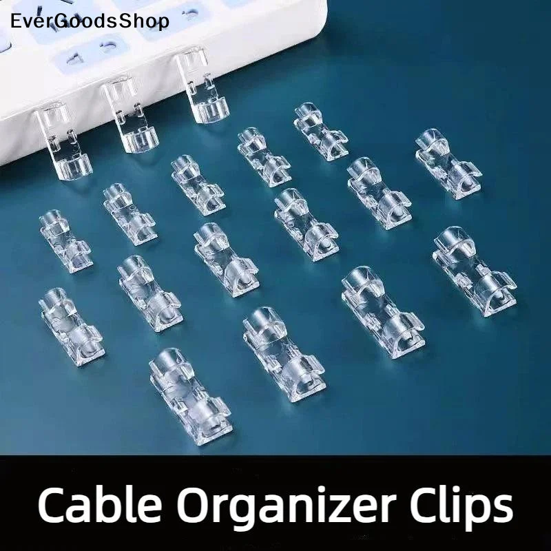 New20 PCS Transparent Self Adhesive Cable Clips Strong Adhesion Easy Installation For Home Office Cable Organization