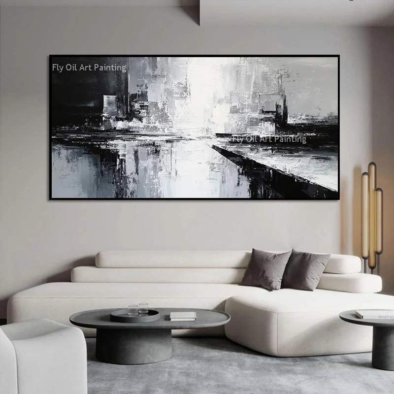 lienzo-de-paisaje-urbano-en-negro-blanco-y-gris-pintura-al-oleo-impasto-pintada-a-mano-decoracion-de-pared-moderna-horizontal-abstracta-urbana