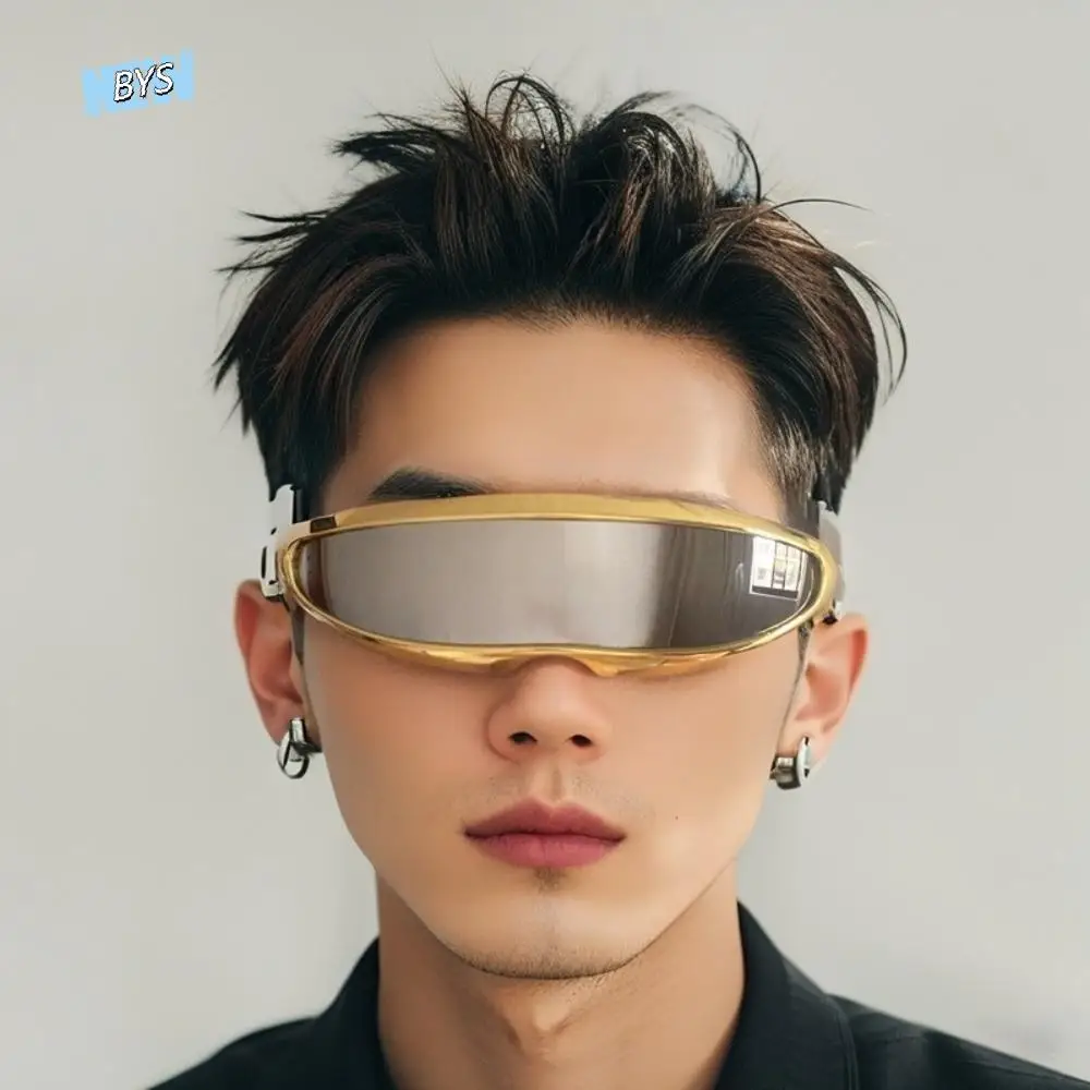 

Electroplated Women Eyeglass One-piece Mirror Futuristic Steampunk Sunglasses Punk Korean Style Blocking Sunglasses Driving