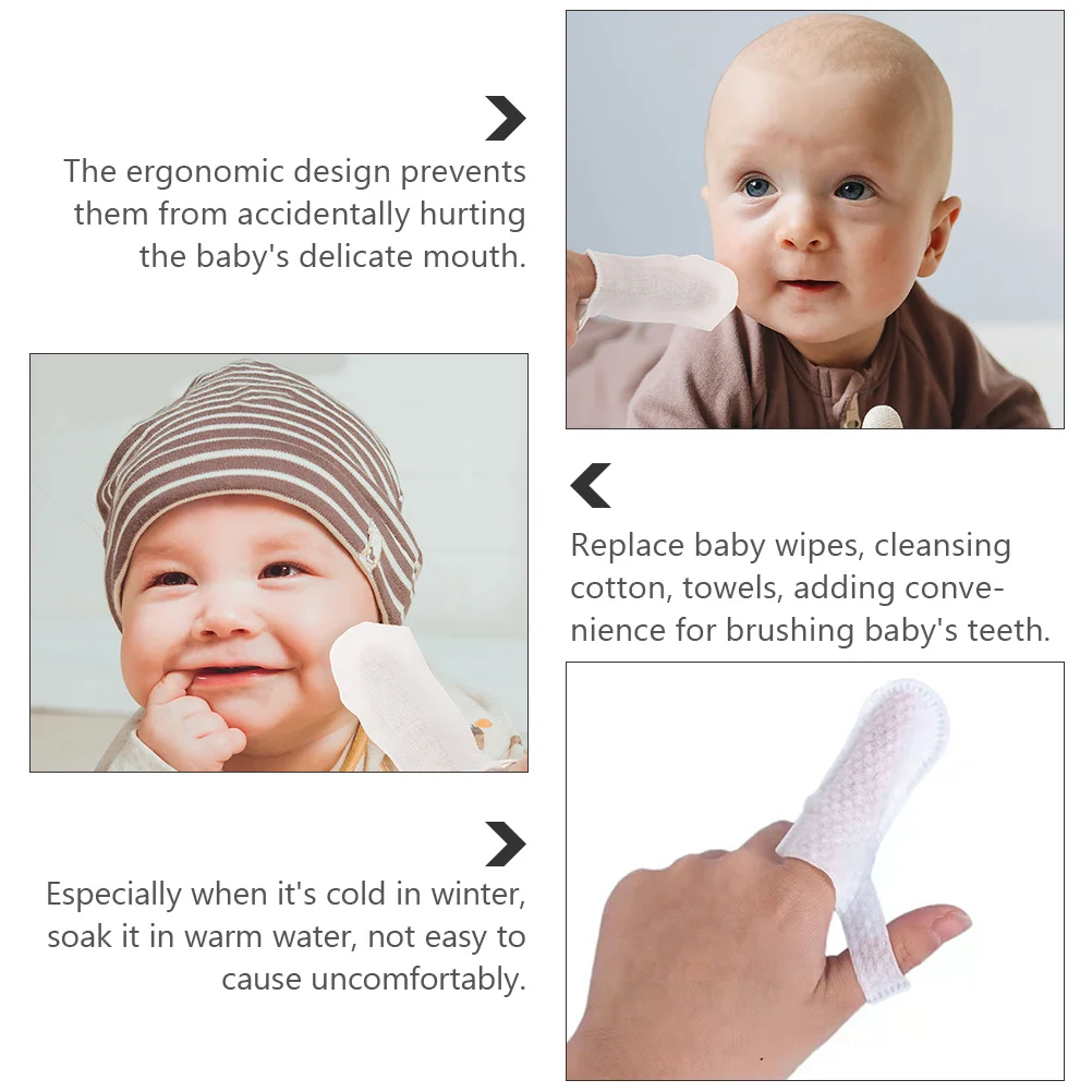 

30Pcs Baby Finger Toothbrush Gauze Disposable Oral Cleaner Mouth Cleaner Tongue Gum Wipes Finger Toothbrush Baby Oral Gauze