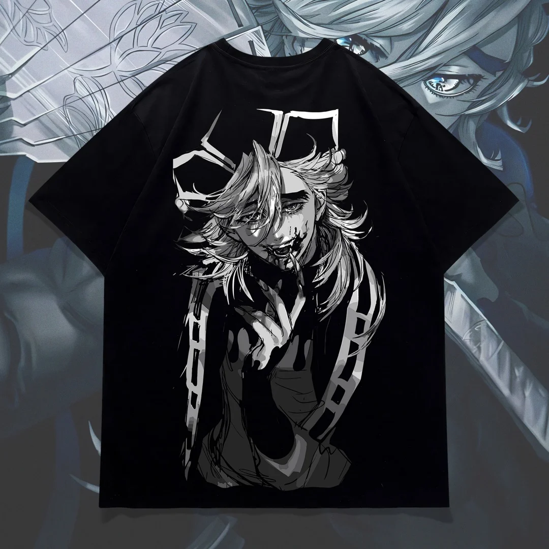 2026 Heißer Demon Slayer Douma Anime T-Shirt für Herren – Sommerliches, lässiges Oversized Streetwear Schwarz Grafik-T-Shirt mit kurzen Ärmeln – Hochwertiges Oberteil