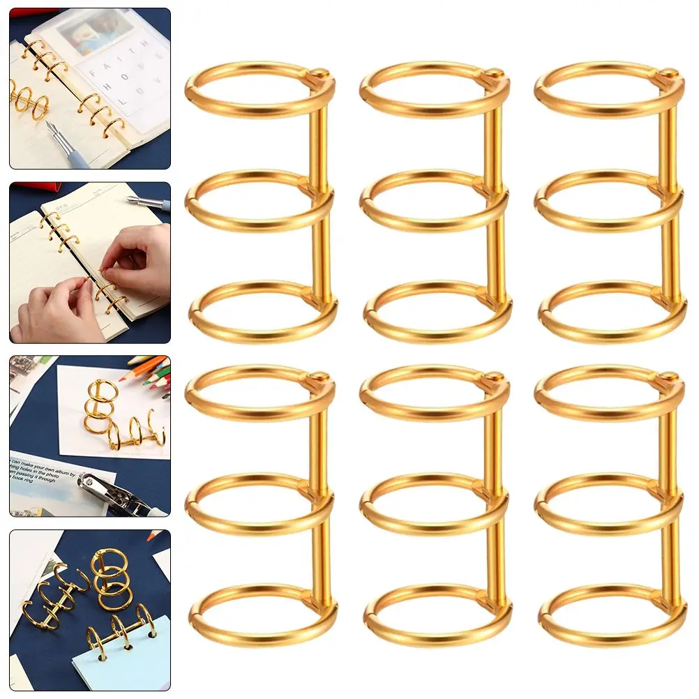 6pcs Metal Binder Rings Loose Leaf Rings Document Organization Snap Ring Writing Notebook Binding Loop