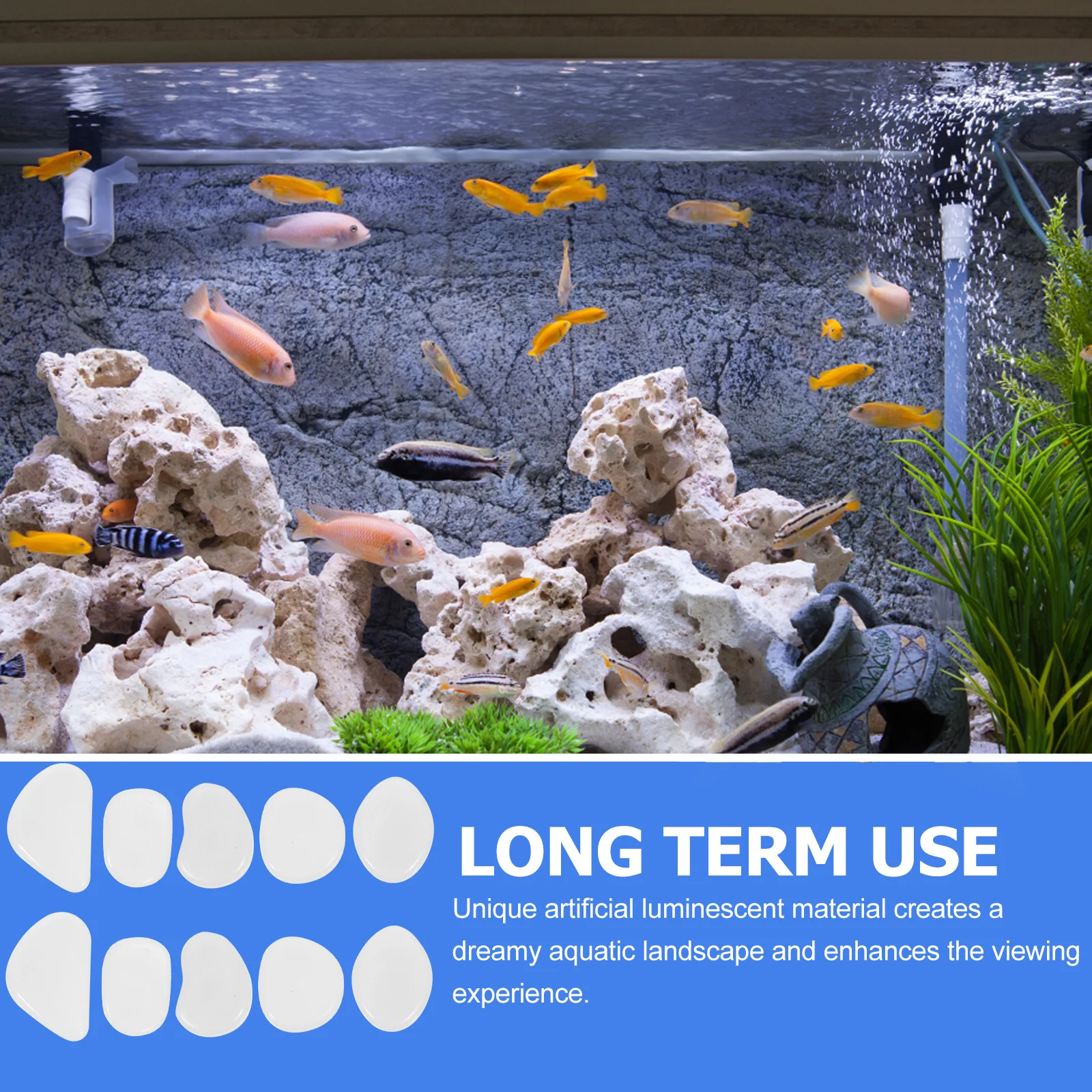 

200Pcs Glowing Fish Tank Pebbles Glow in The Dark Aquarium Stones Landscape Decoration Reusable Glow Rocks Aquarium Stones