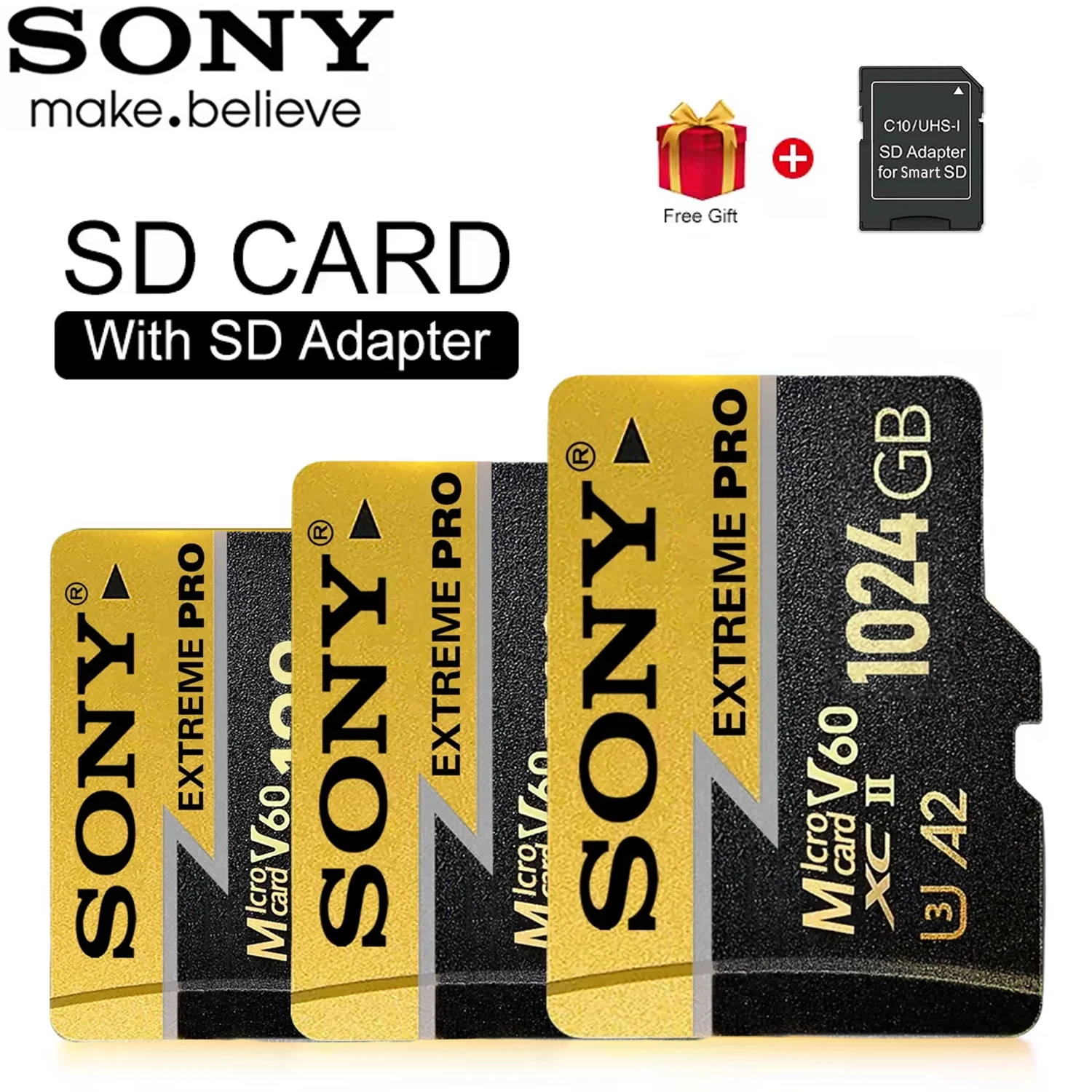 

Высокоскоростная карта Sony Micro SD для DJI Drone Phone Camera Class 10 U3 TF Flash Карта памяти 64 ГБ 128 ГБ 512 ГБ 1 ТБ Карты памяти TF