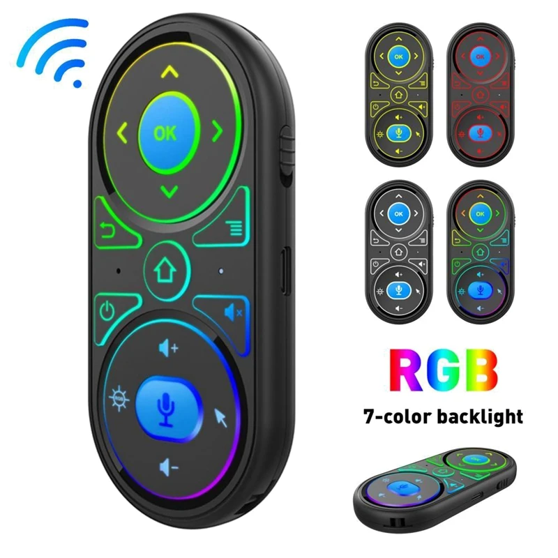 Air Mouse Spraakmicrofoon RGB Backlit Gyro Afstandsbediening IR Leren 2.4G Draadloze oplaadbare mini-afstandsbediening